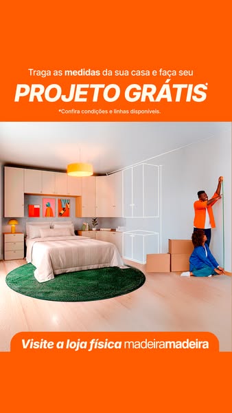 An image ad for MadeiraMadeira promoting free design projects for customers who bring in their house measurements. The a