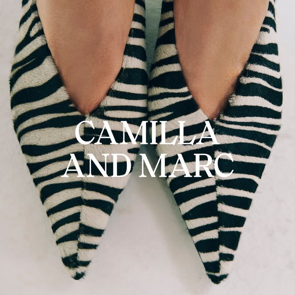 This ad for Camilla and Marc features a close up shot of a woman wearing a pair of their zebra print heels.