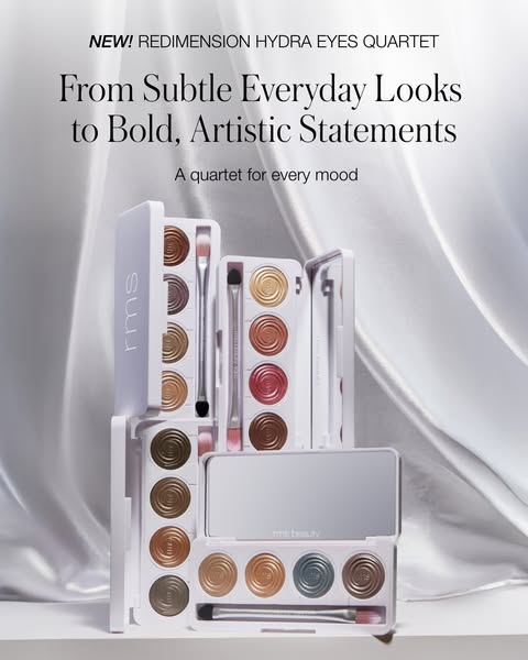 This ad is for the new RMS Beauty Redimension Hydra Eyes Quartet. The ad uses the headline 'From Subtle Everyday Loo