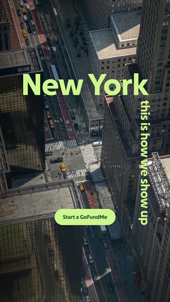 This image ad features an aerial view of New York City with text overlayed. The text reads "New York" and &quo