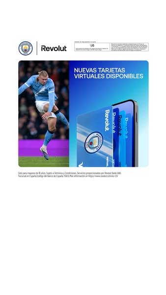This Revolut ad highlights the availability of new virtual cards. The ad features a person dressed in a soccer uniform o