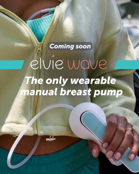This ad is introducing the new Elvie Wave breast pump, the only wearable manual breast pump.