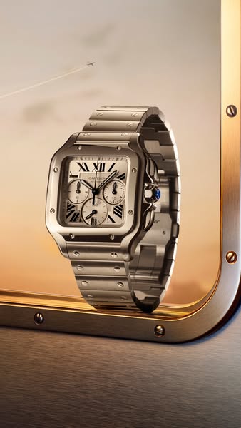 This ad showcases the Cartier watch.