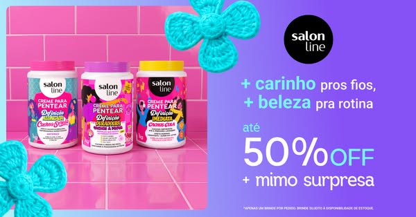 This image ad for Salon Line features three varieties of hair cream. A sale for up to 50% off is featured in the ad.