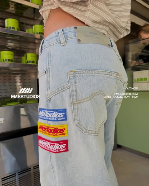 This ad features an image of a woman wearing light-wash jeans with the brand logo patch stitched on the leg. It promotes