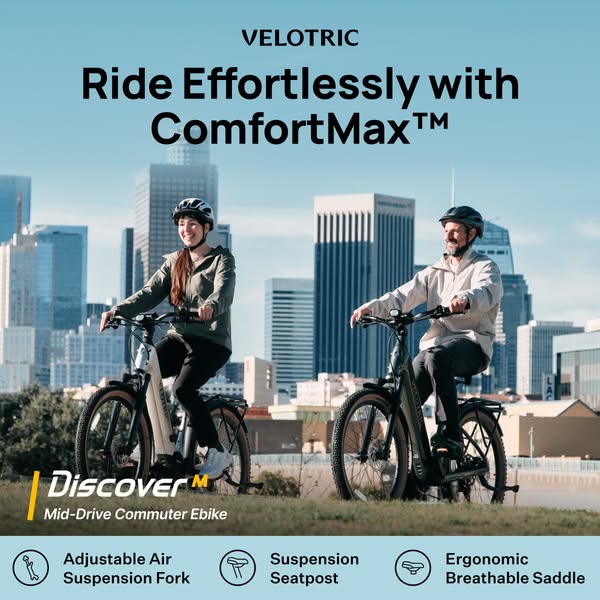 This ad is designed to promote VELOTRIC's comfort focused ebikes. It presents a lifestyle of effortless rides within