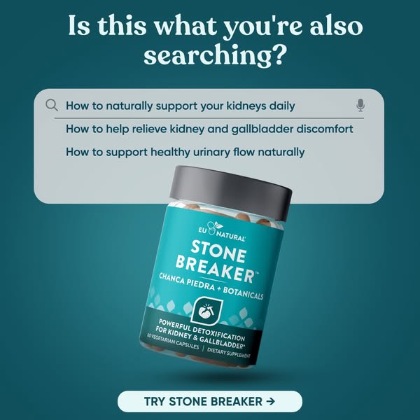 The ad features an image resembling a search engine interface with suggested search queries related to kidney and gallbl