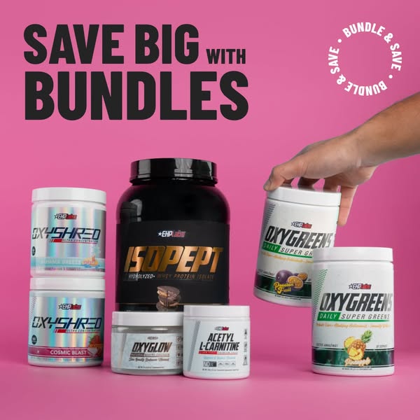 An ad featuring various EHP Labs products available as a bundle, promoting savings.