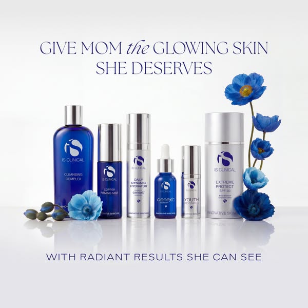 This ad for IS Clinical is showcasing multiple products and suggests that they would make a great gift for mom to help h