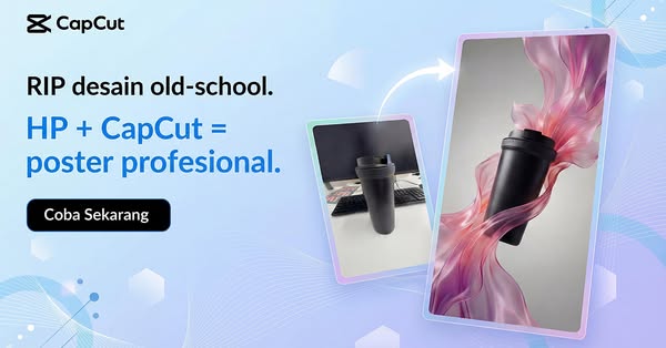 This ad for CapCut focuses on how easy it is to create professional posters with the app, using the example of a shaker 