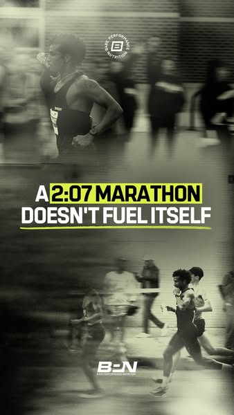 An advertisement for BPN (Bare Performance Nutrition) targets marathon runners. It highlights that achieving a fast mara