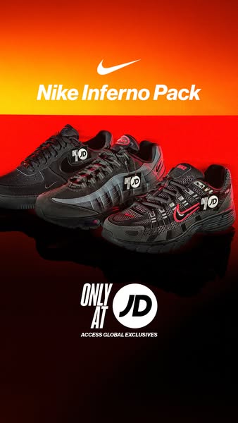 This ad showcases three pairs of Nike sneakers. It indicates that these shoes are part of the 'Inferno Pack' and