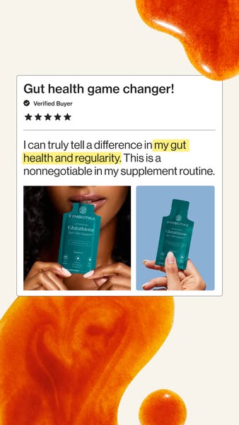 This single-image ad features a customer testimonial praising the product's positive impact on gut health and regula