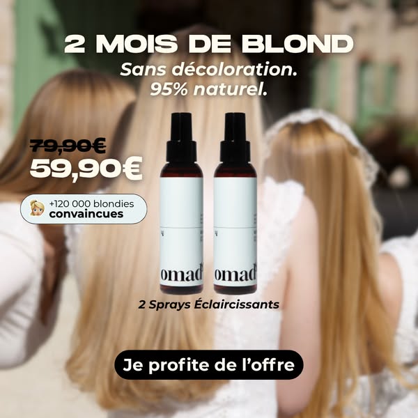 This image ad promotes OMAD, a hair product designed to lighten blonde hair without bleaching. It targets individuals se