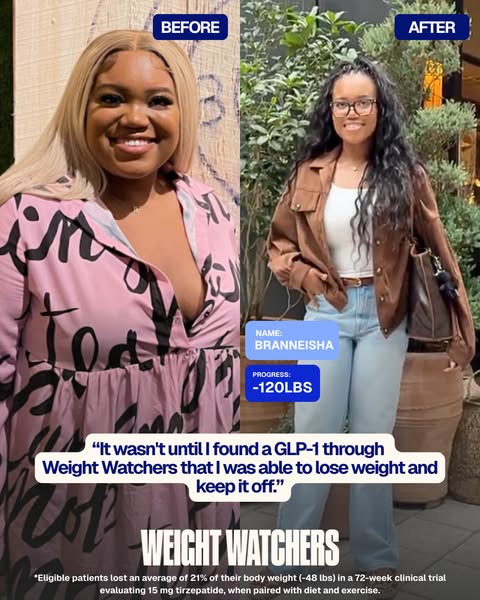 This ad features a before-and-after weight loss transformation, highlighting the effectiveness of Weight Watchers with G