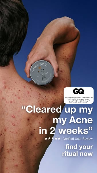 This ad features a customer testimonial, with an image of a man's back and the product. The man is holding the produ