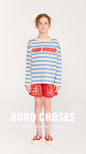 This ad showcases clothing items from Bobo Choses and aims to appeal to parents or caregivers looking for stylish and pl