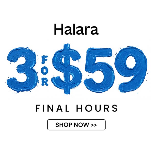 This ad from Halara promotes a limited-time offer of 3 items for $59. It is trying to create a sense of urgency with the