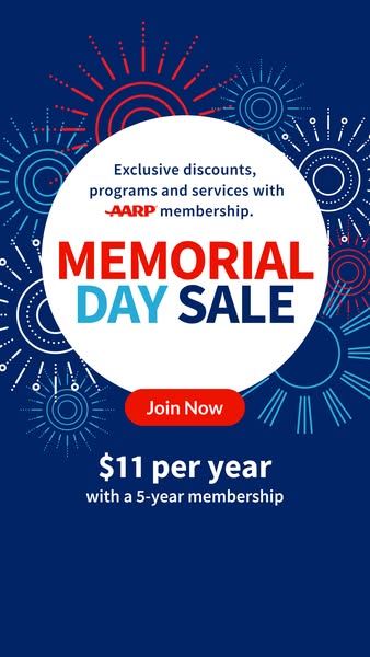The ad promotes AARP memberships for a discounted rate of $11 per year with a 5-year membership. The offer is available