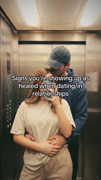 This ad lists signs you're showing up healed when dating or in relationships.