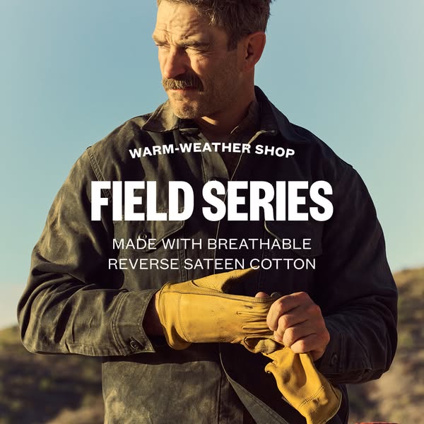 This image ad for Filson's Field Series clothing highlights the breathability of the reverse sateen cotton used in t