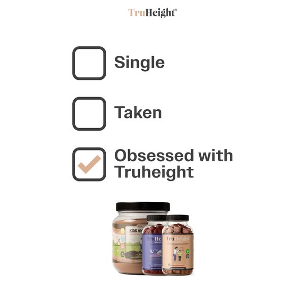 The ad uses a checklist to create an association of Truheight products with an aspirational lifestyle. It leverages a me