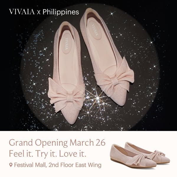 This ad announces the grand opening of a new VIVAIA location in the Philippines. It features a pair of VIVAIA shoes and 