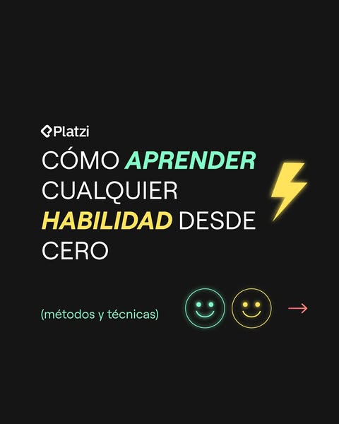 This ad promotes Platzi as a platform for learning new skills. It uses a simple, visually engaging design with bright co