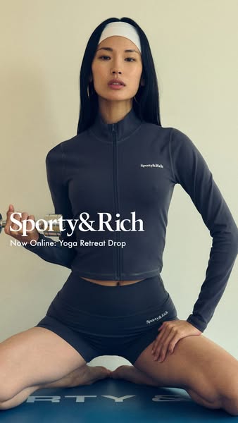 This Meta image ad promotes the Sporty & Rich yoga retreat line. The ad features a woman in Sporty & Rich athlet