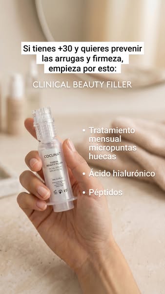 The ad is for Cocunat Clinical Beauty Filler, a product that helps prevent wrinkles and maintain firmness. The ad shows 