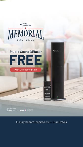 This ad promotes Hotel Collection diffusers and offers a free Studio Scent Diffuser with an oil subscription. The ad use