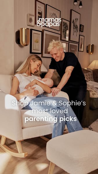This ad is a collaboration with Jamie and Sophie, showcasing the Mamas & Papas rocking chair and ottoman. It emphasi