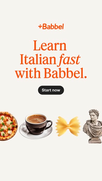 This image ad for Babbel promotes learning Italian quickly. The ad features the Babbel logo and the text "Learn Ita
