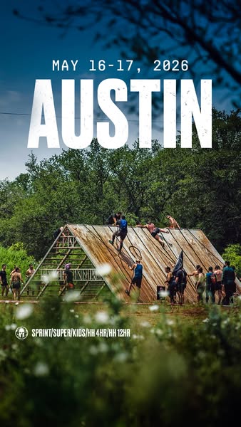 This image ad promotes a Spartan race event in Austin, Texas, scheduled for May 16-17, 2026. The ad features a photograp