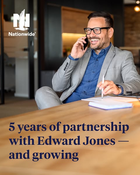 This ad promotes the partnership between Nationwide and Edward Jones, highlighting their 5-year collaboration. The ad fe