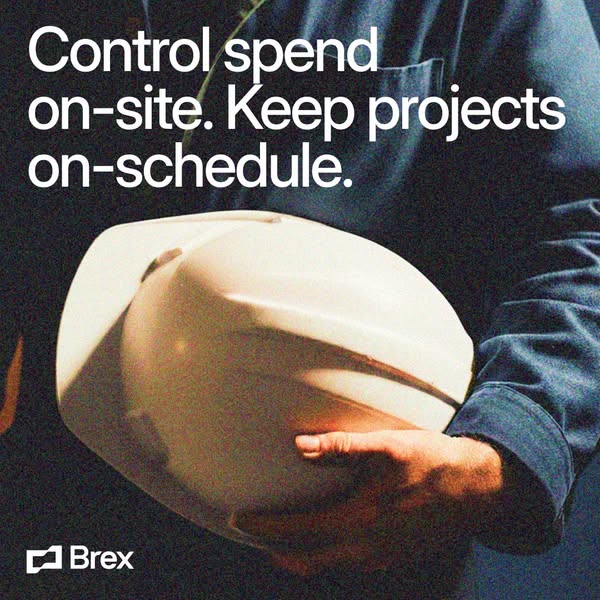This image ad for Brex uses the tagline "Control spend on-site. Keep projects on-schedule." to address challen