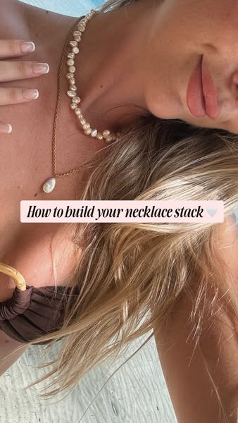 This ad features an influencer showing how to stack necklaces.