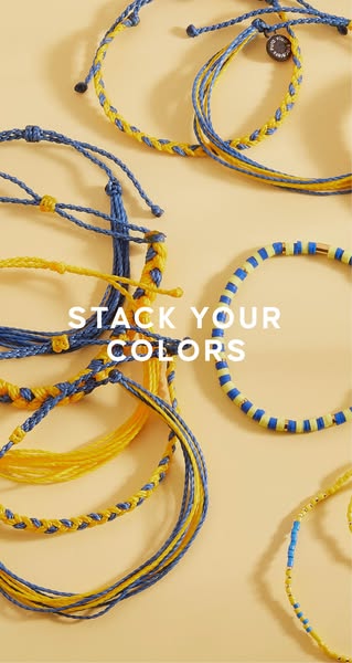 This ad showcases Pura Vida bracelets and encourages users to stack colors.