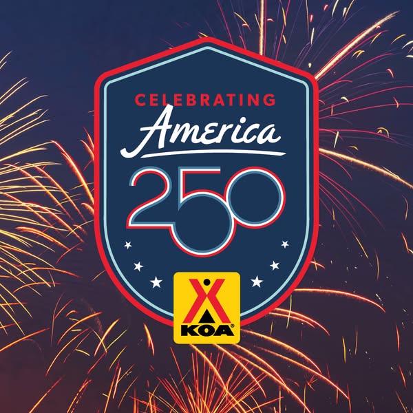 This ad is for KOA campgrounds and is celebrating America's 250th anniversary.