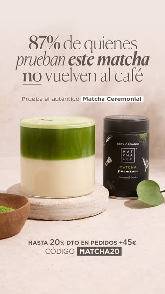 This image ad for Matcha & CO presents matcha as a superior alternative to coffee, supported by a testimonial-style 