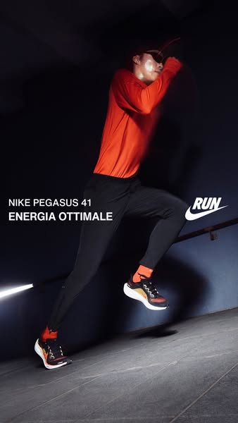 This ad showcases the Nike Pegasus 41 running shoes. It features a person running up stairs, highlighting the shoe's
