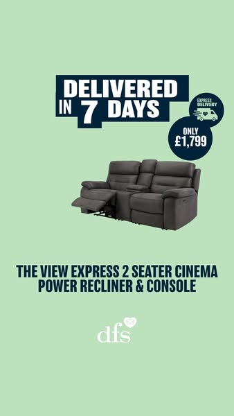 This ad highlights a luxury two-seater recliner, emphasizes its fast delivery within 7 days, and lists its price.