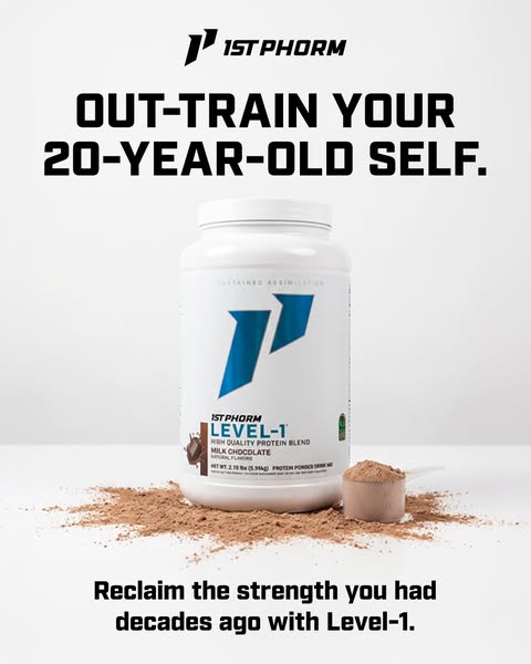 The ad features a single image of 1st Phorm's Level-1 protein powder, with the text promising to help users reclaim 