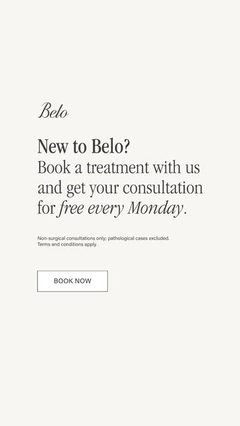 This ad encourages new customers to book a treatment with Belo and get a free consultation on Mondays.