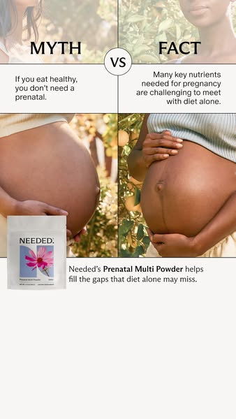 This ad compares the myth that eating healthy removes the need for prenatal supplements with the fact that pregnancy req