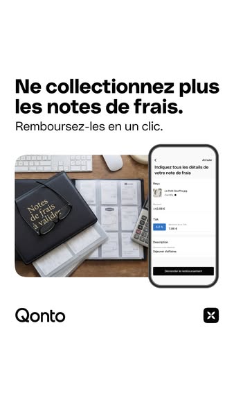 This ad aims to solve the problem of expense report collection. A stack of physical expense reports is visually represen