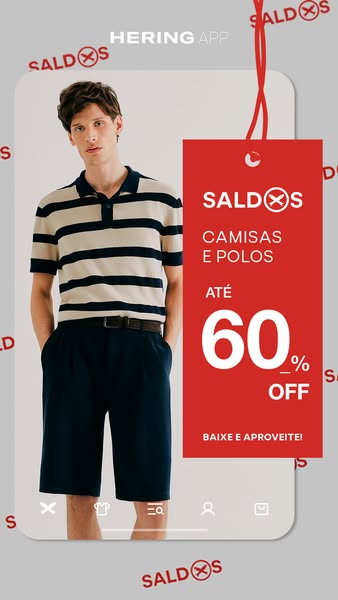This image ad promotes Hering apparel, specifically shirts and polos, offering a discount of up to 60% off. The ad featu