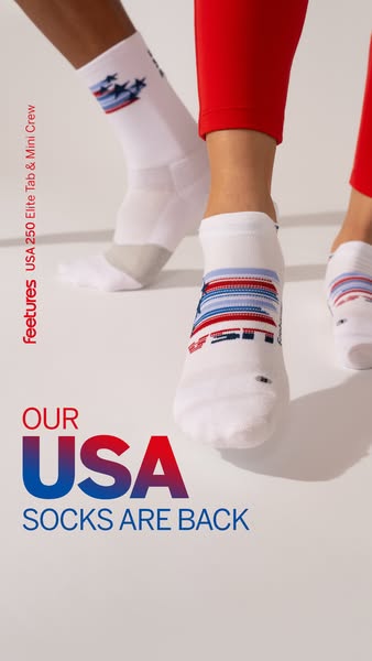 This ad showcases Feeture's USA socks, highlighting their return with a patriotic theme.