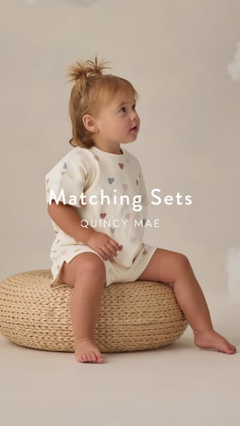 This ad showcases Quincy Mae matching sets.