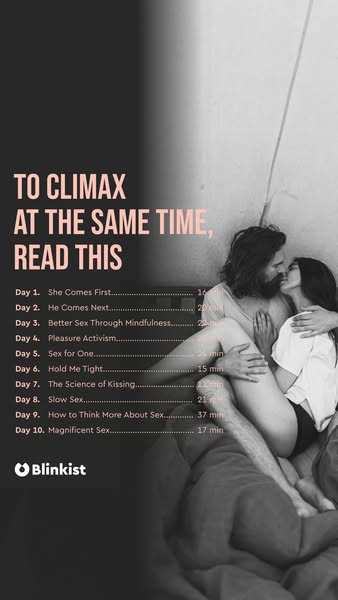 This image ad for Blinkist promises to help people climax at the same time through a 10-day guide.
